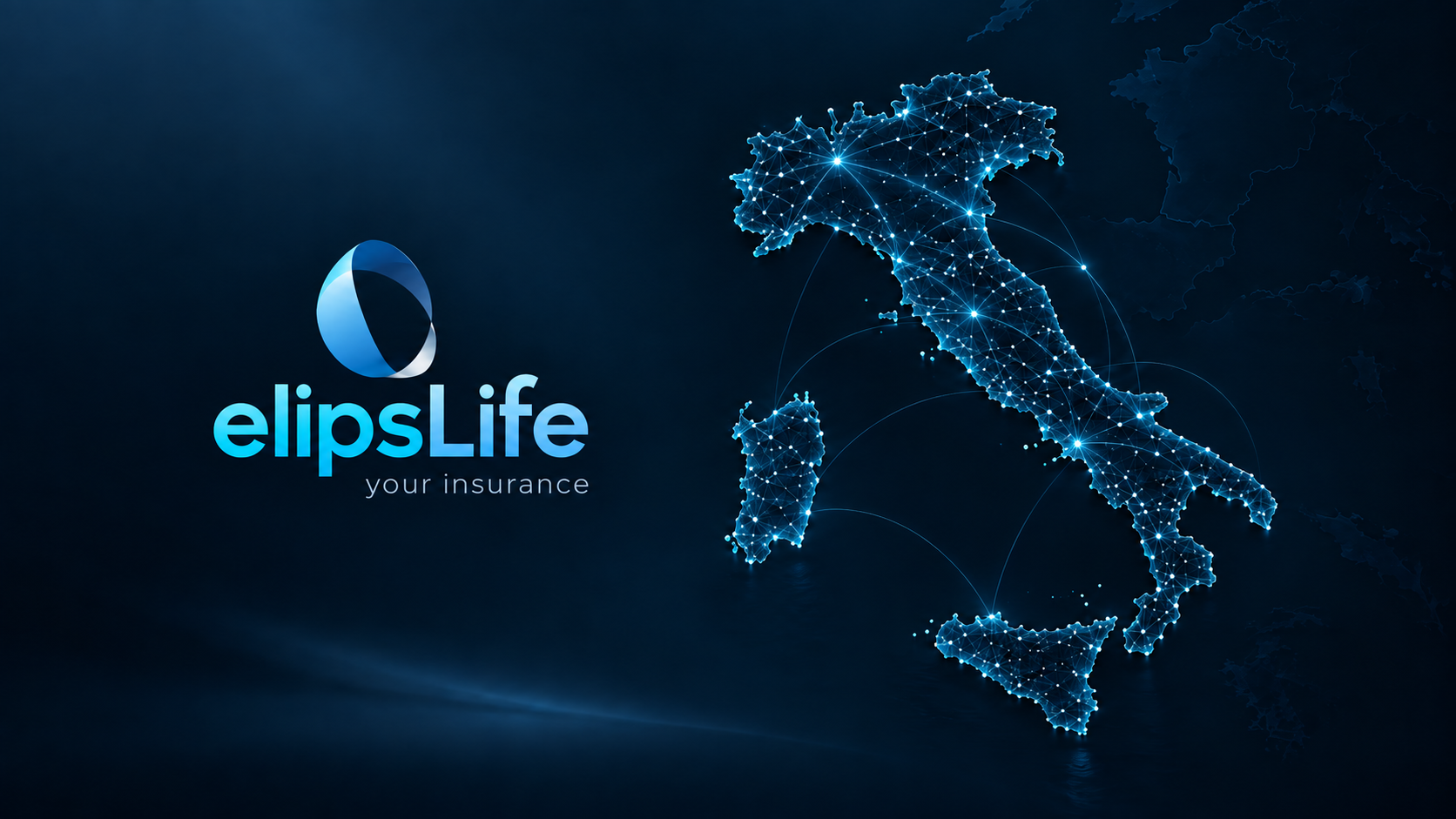 Grafik mit elipsLife Logo und vernetzter Landkarte Italiens